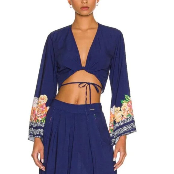 Maaji Peony Karisa Crop Top Wrap Shirt - Size Medium Revolve - Picture 1 of 4